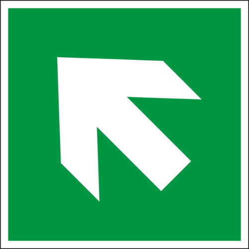 Rettungszeichen Richtungspfeil oben links