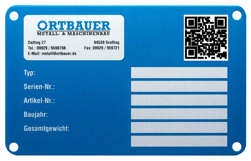 Typenschild mit QR-Code