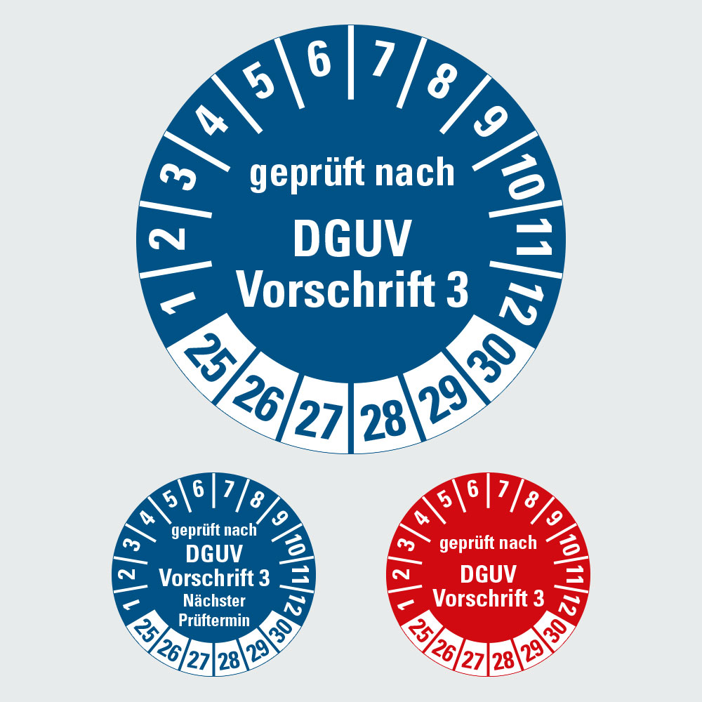 Prüfplaketten DGUV Vorschrift 3 