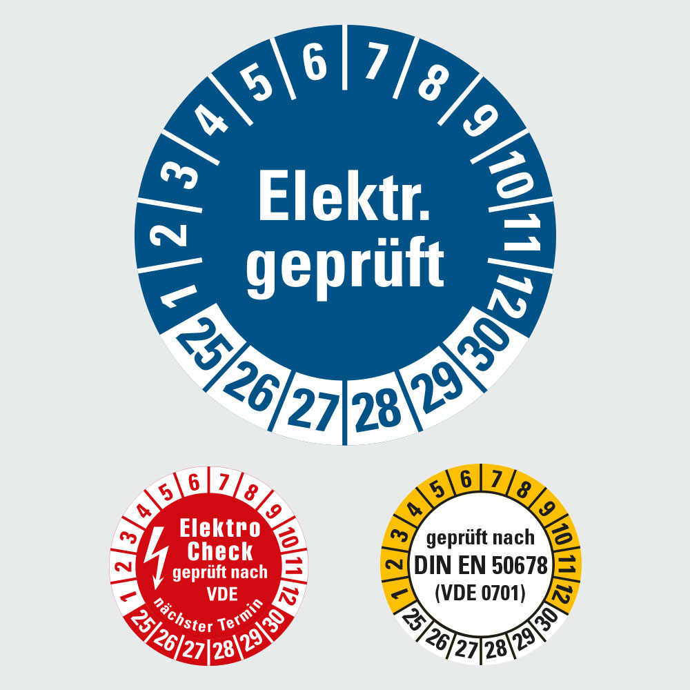 Prüfplaketten elektrisch geprüft