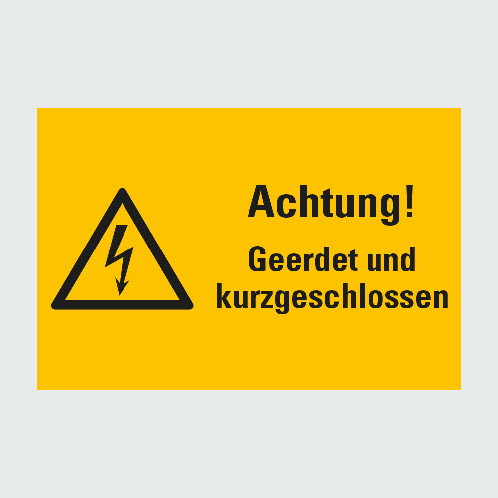 Hauptbild der Kategorie Strom Warnschilder - Kombischild Geerdet: Klicken Sie auf das Bild, um zur Produktliste zu gelangen.