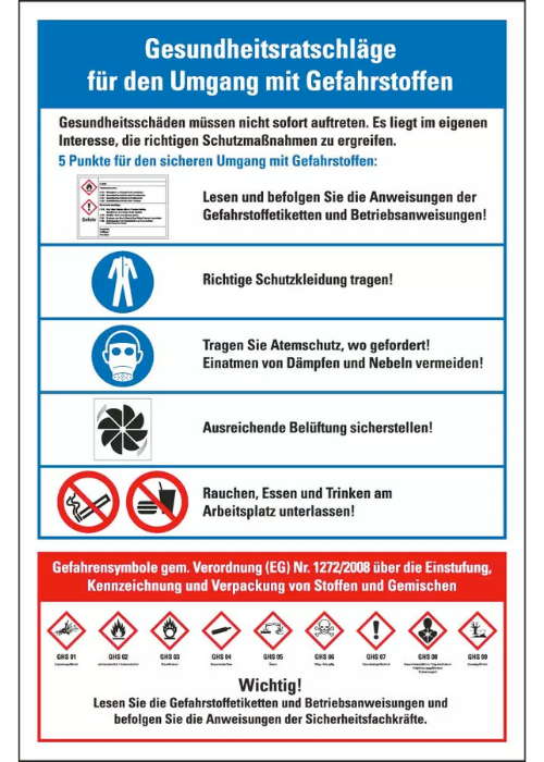 Aushang für den Umgang mit Gefahrenstoffen