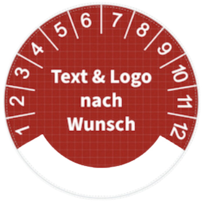 Individuelle Prüfplakette Individuelle Prüfplakette mit Text nach Wunsch