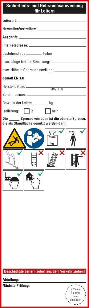 Leiter-Gebrauchsanweisungen normgerecht nach DIN EN 131-3