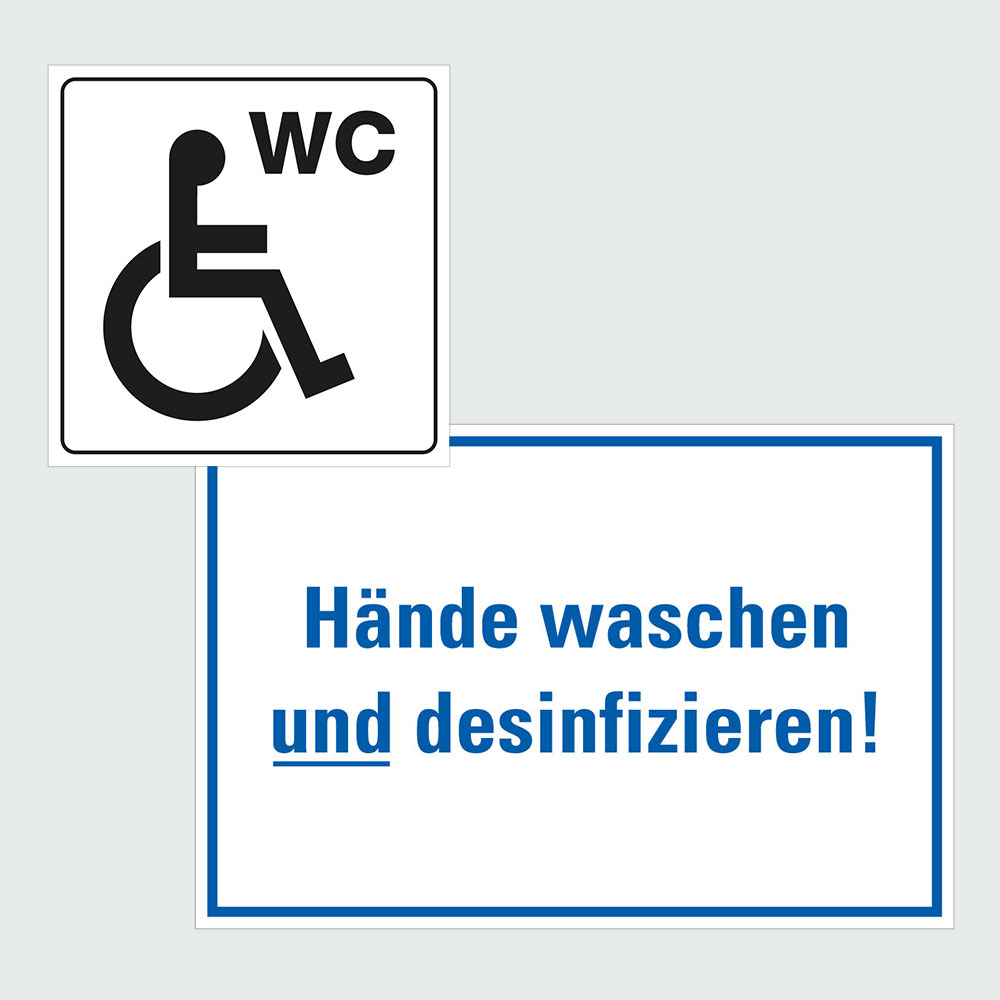 Hauptbild der Kategorie Hinweisschilder für sanitäre Anlagen: Klicken Sie auf das Bild, um zur Produktliste zu gelangen.
